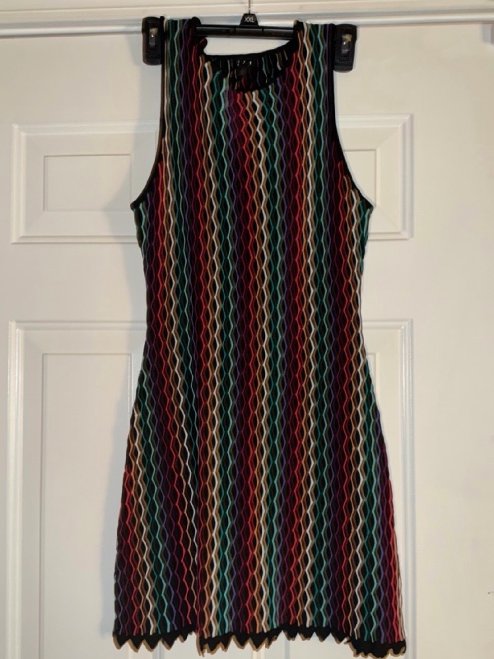 Naked Wardrobe Brand Multicolor Chevron Knit Mini Dress. Sz S